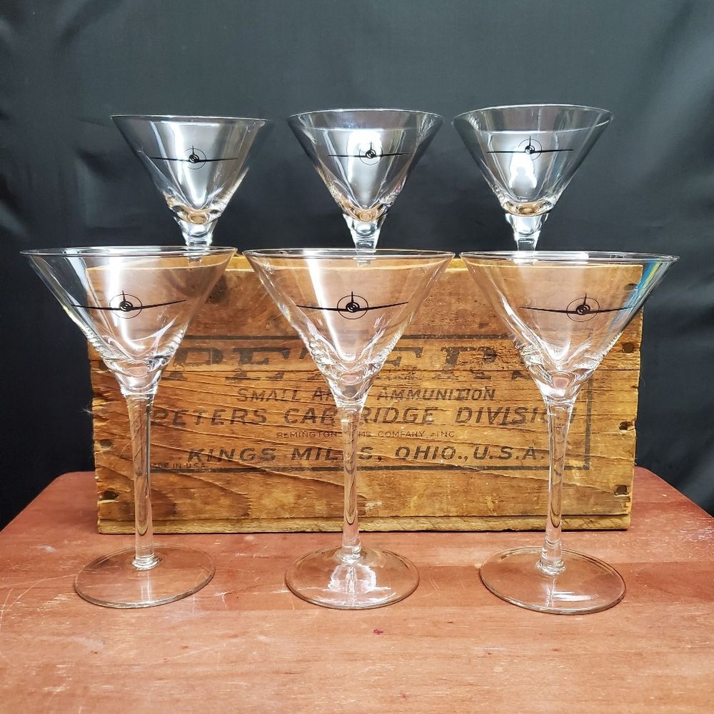 MCM Warbird Aviation American Gin Cocktail Martini Glasses